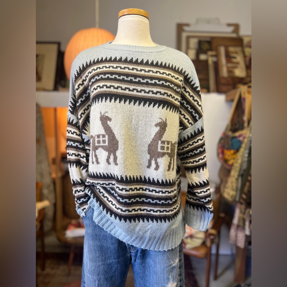 Jen’s Pirate Booty Sun Valley Sweater in Storm Llama M/L